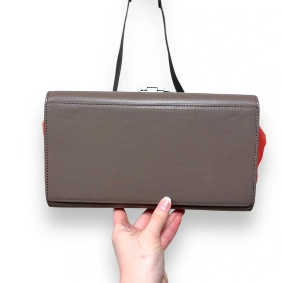 Celine Trapeze Leather Tricolor Red Grey Pebbled Medium Convertible Bag - Picture 7 of 16